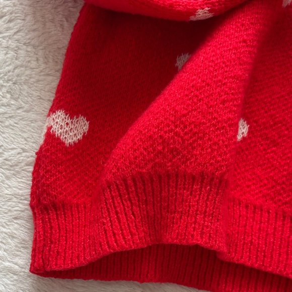 Cozy Red and White Heart Women's Sweater - Picture 2 of 6